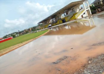 PHOTOS:Axim Sports Stadium becomes a’giant Bathtub’ after heavy rains