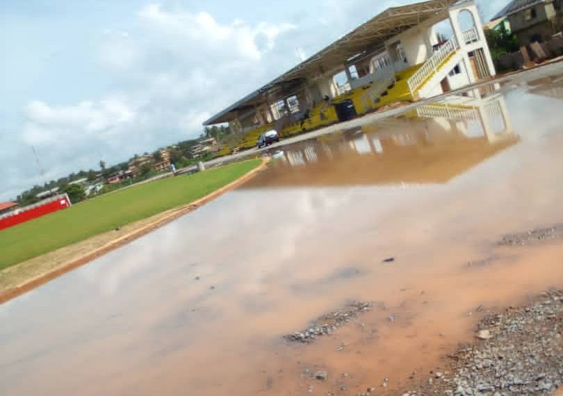 PHOTOS:Axim Sports Stadium becomes a’giant Bathtub’ after heavy rains