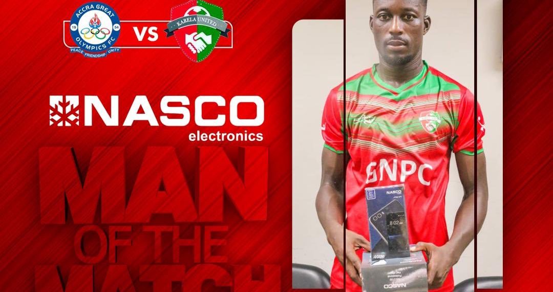 Karela debutant Kwaku Osei wins NASCO MOTM award against Olympics