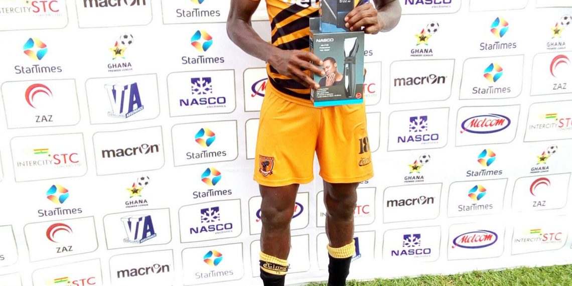 Ghana Premier League: David Abagna wins NASCO MOTM award in AshantiGold win against Aduana Stars
