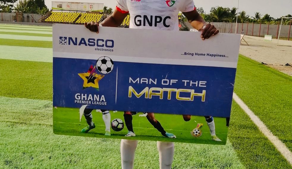 Sadiq Alhassan wins Nasco ‘Man of the Match’ award in Karela’s win against Aduana Stars