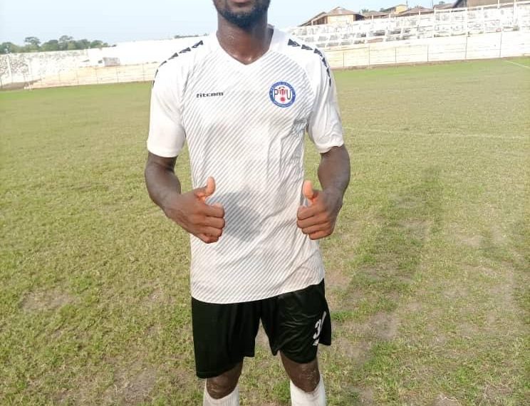 Proud United Prince Badu reacts after winning MOTM award against Vipers