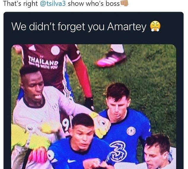 Thiago Silva’s wife wades into Daniel Amartey row and backs husband to ‘show him who’s boss’ after touchline spat