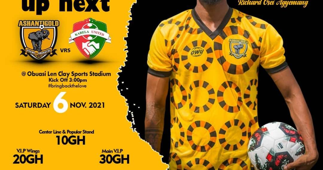 Ghana Premier League: AshantiGold host Karela United today in a cagey encounter