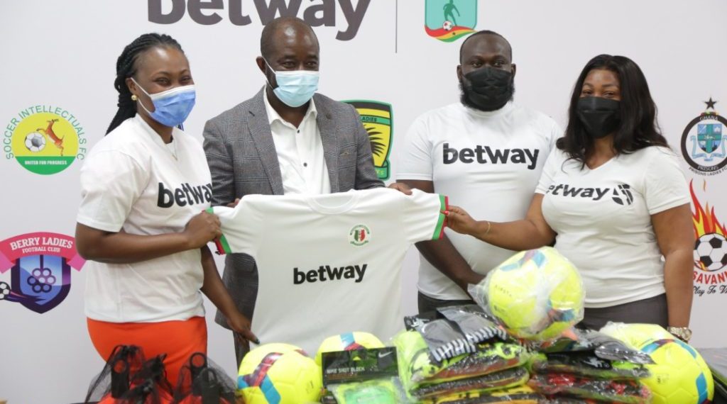 Betway presents warm up kits and training Equipment to GFA for Women’s Football Development