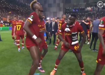 VIDEO: Watch Felix Afena-Gyan’s celebratory dance with Tammy Abraham after Roma win UECL