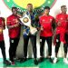 Kotoko presents league title to Happy Man Beverages President