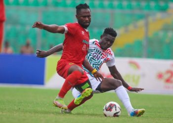 Kotoko’s Sarfo Taylor reacts to his MOTM award in Karela draw