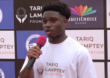 Tariq Lamptey Foundation donates to kids at Asamankese