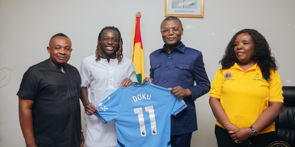 Jeremy Doku Visits Sports Minister, Reaffirms Ghanaian